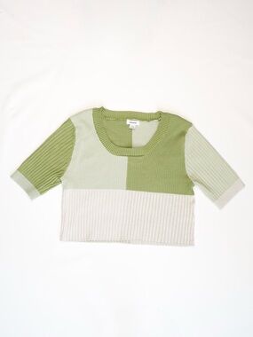 Garage Crop Top Tee Colorblock | Green Size Small